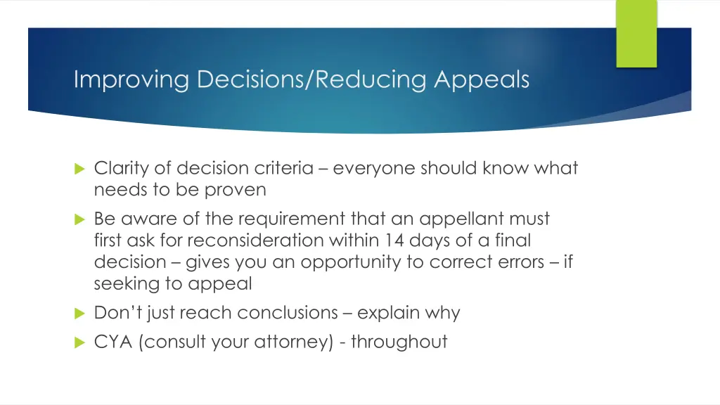 improving decisions reducing appeals