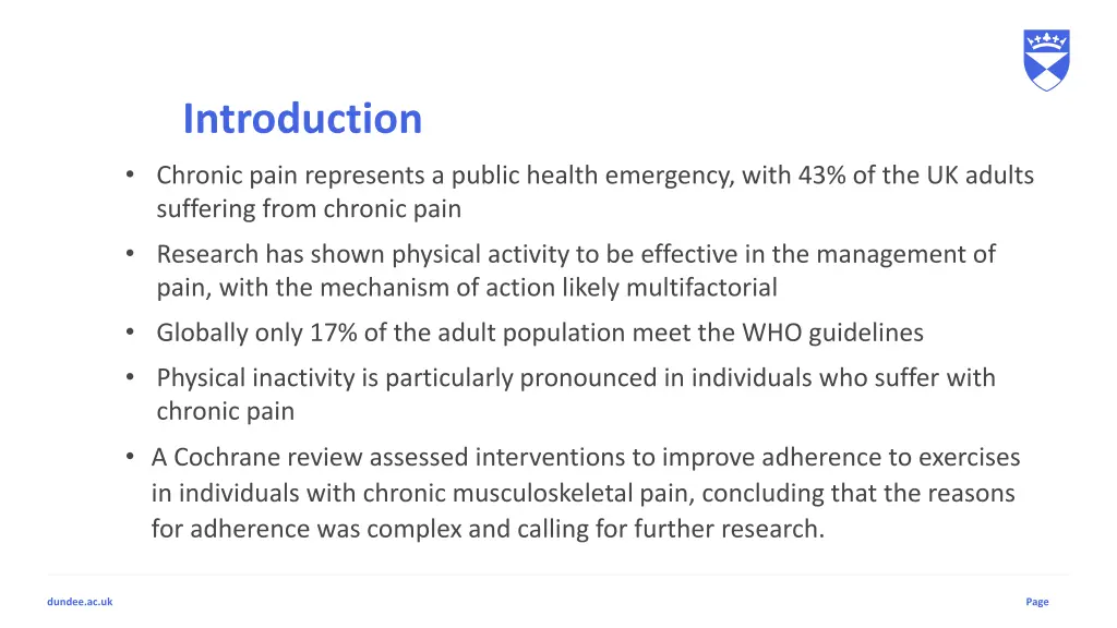 introduction chronic pain represents a public