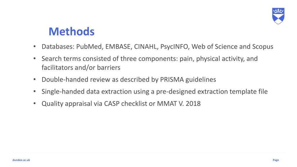 methods databases pubmed embase cinahl psycinfo