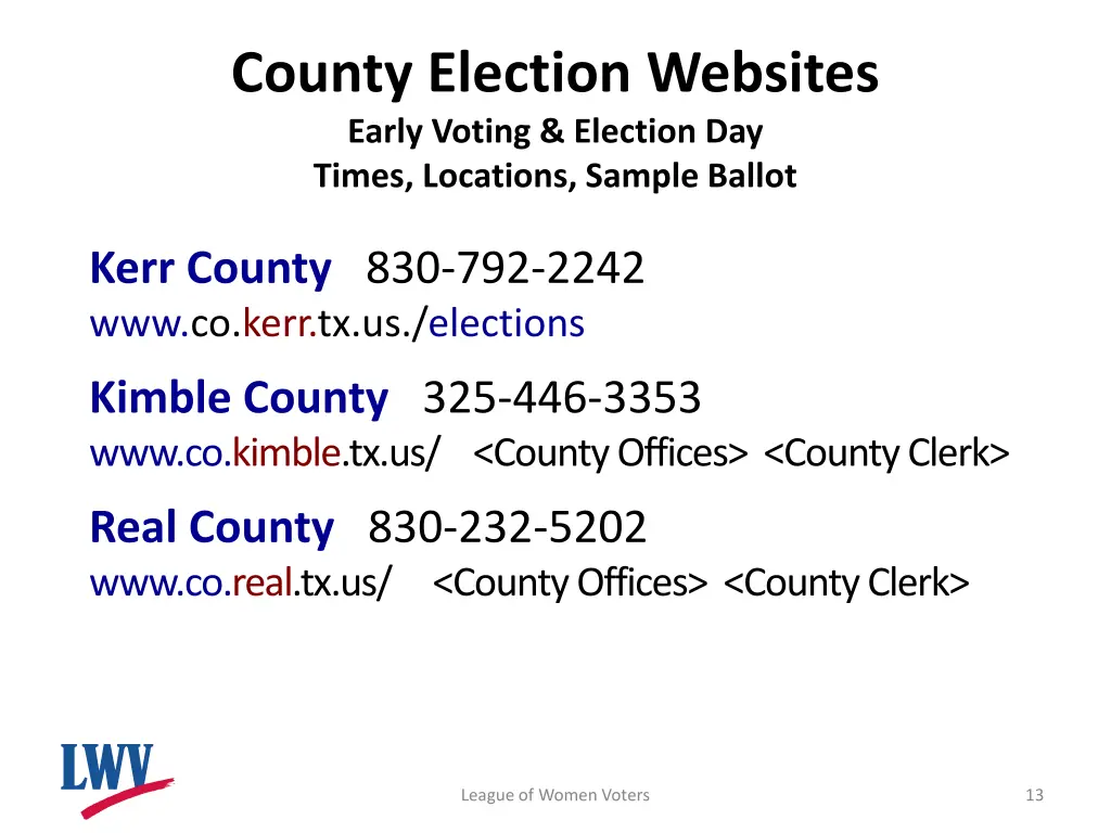 county election websites early voting election 1