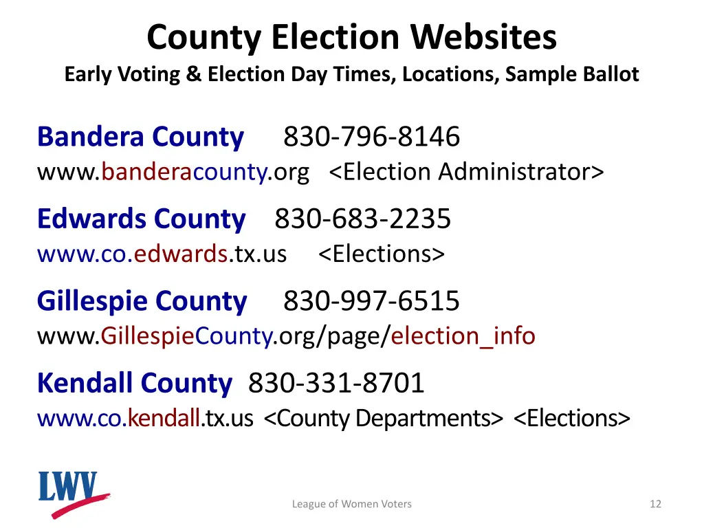 county election websites early voting election