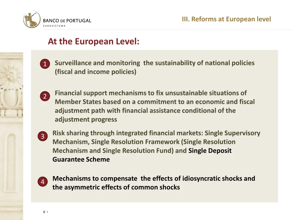 iii reforms at european level