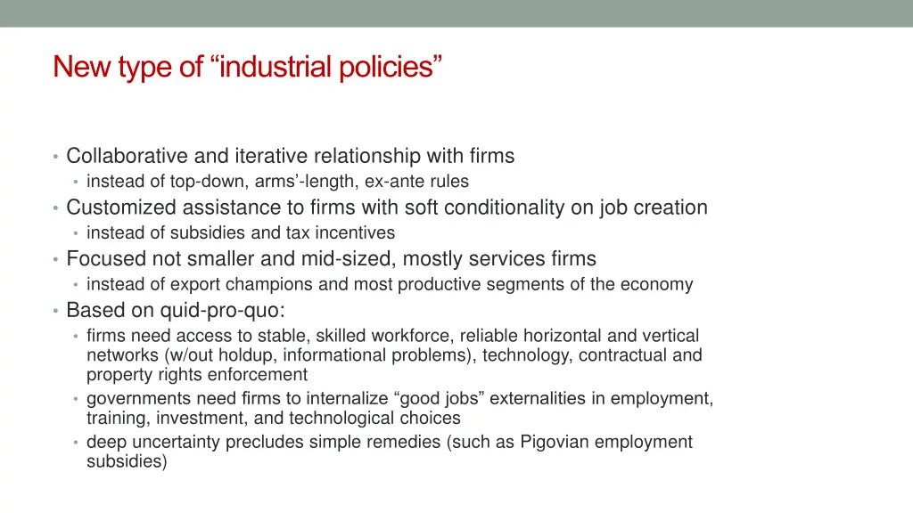 new type of industrial policies