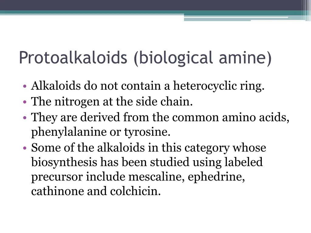 protoalkaloids biological amine