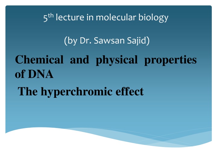 5 th lecture in molecular biology