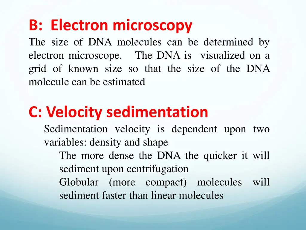 b electron microscopy the size of dna molecules