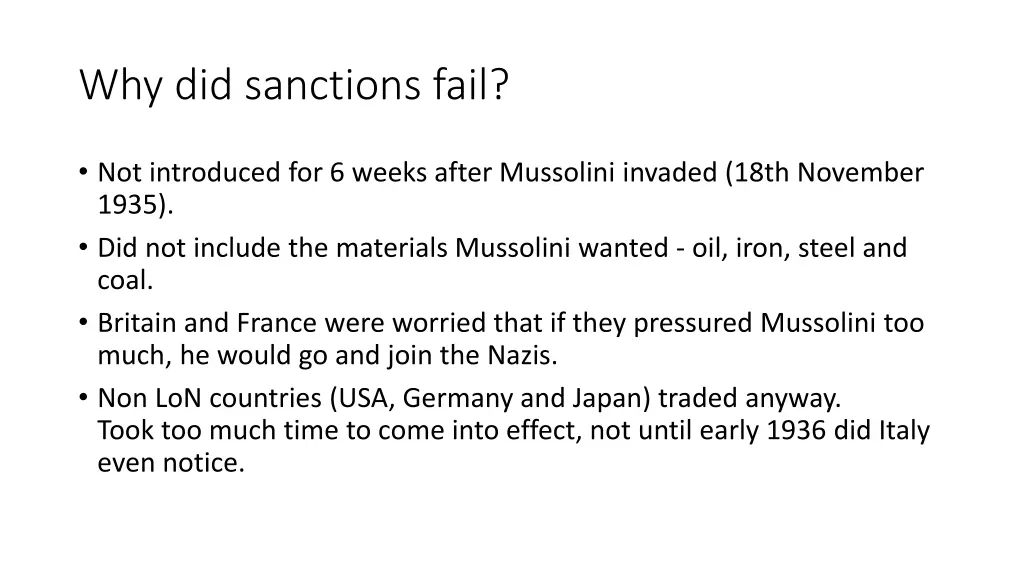 why did sanctions fail