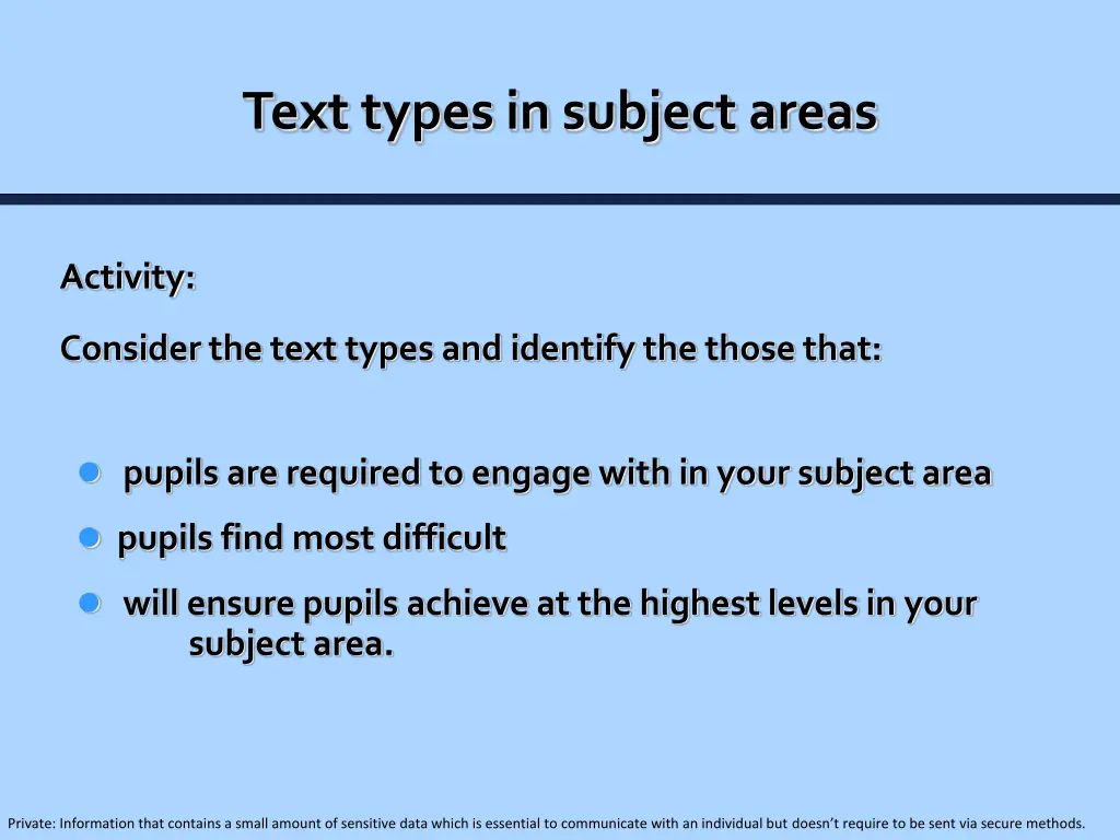 text types in subject areas