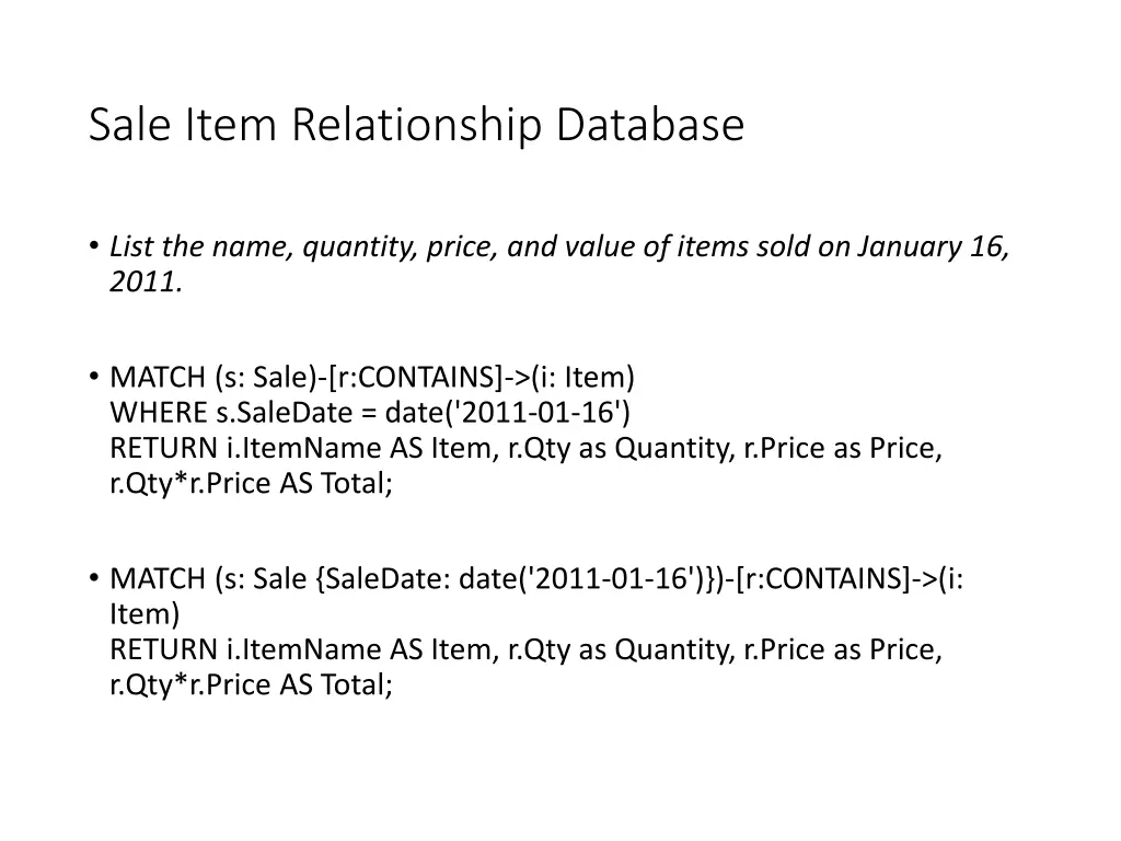 sale item relationship database 1