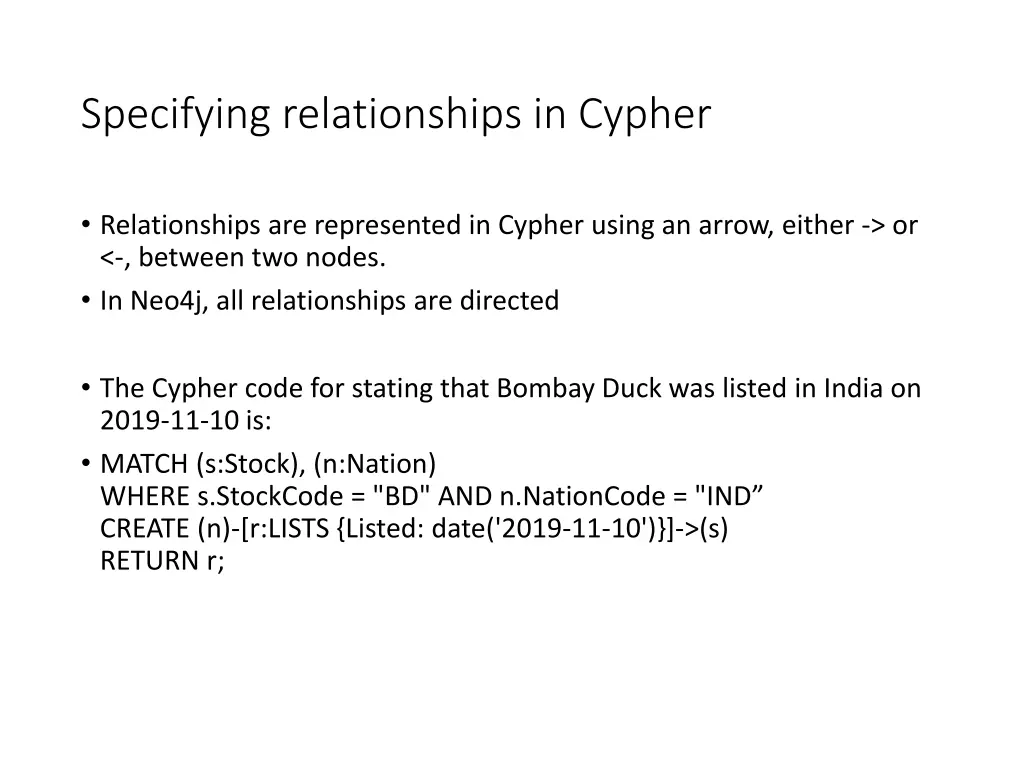 specifying relationships in cypher