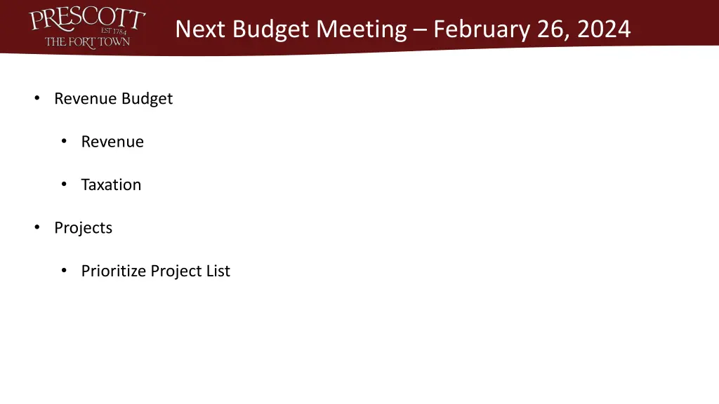 next budget meeting february 26 2024