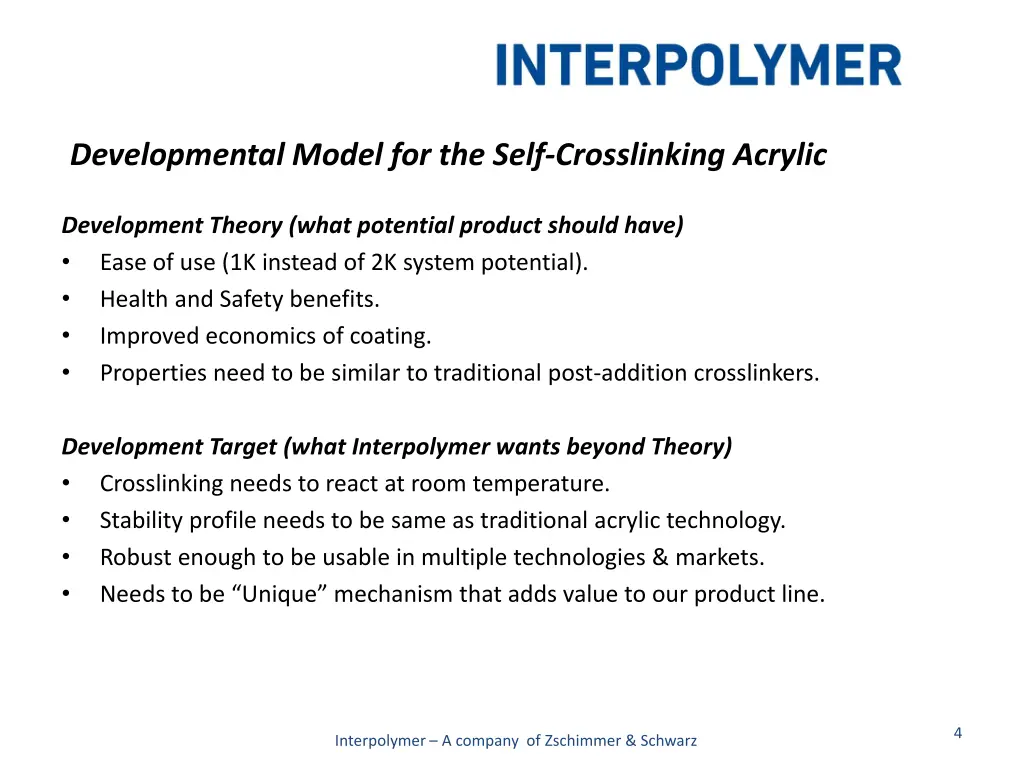 developmental model for the self crosslinking