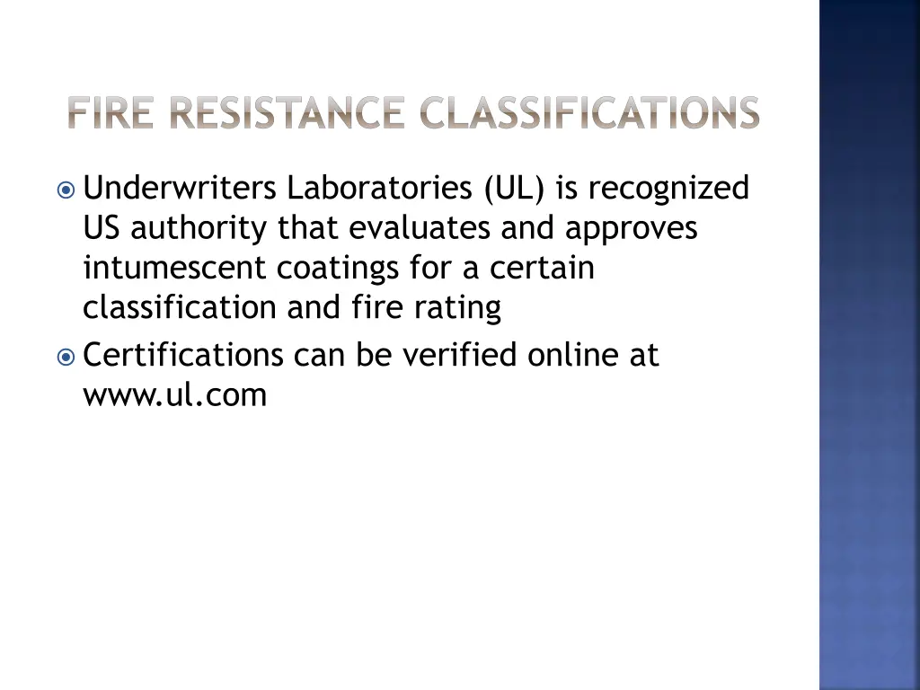 fire resistance classifications