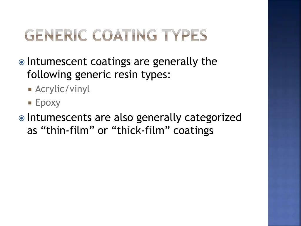 generic coating types