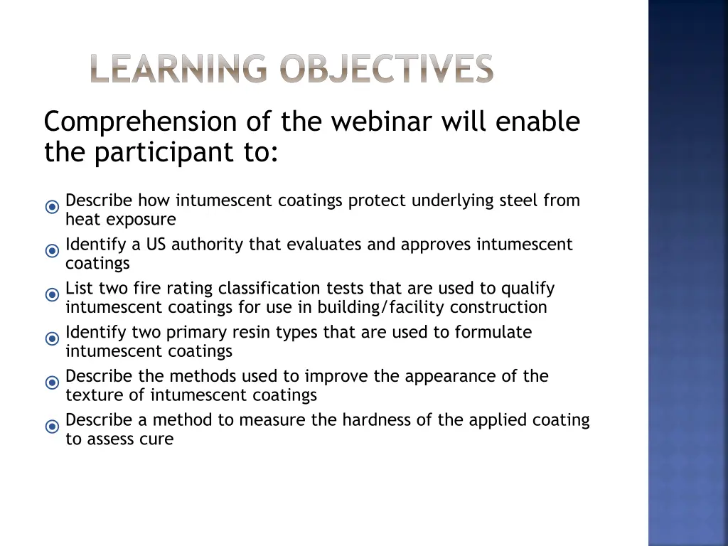 learning objectives comprehension of the webinar