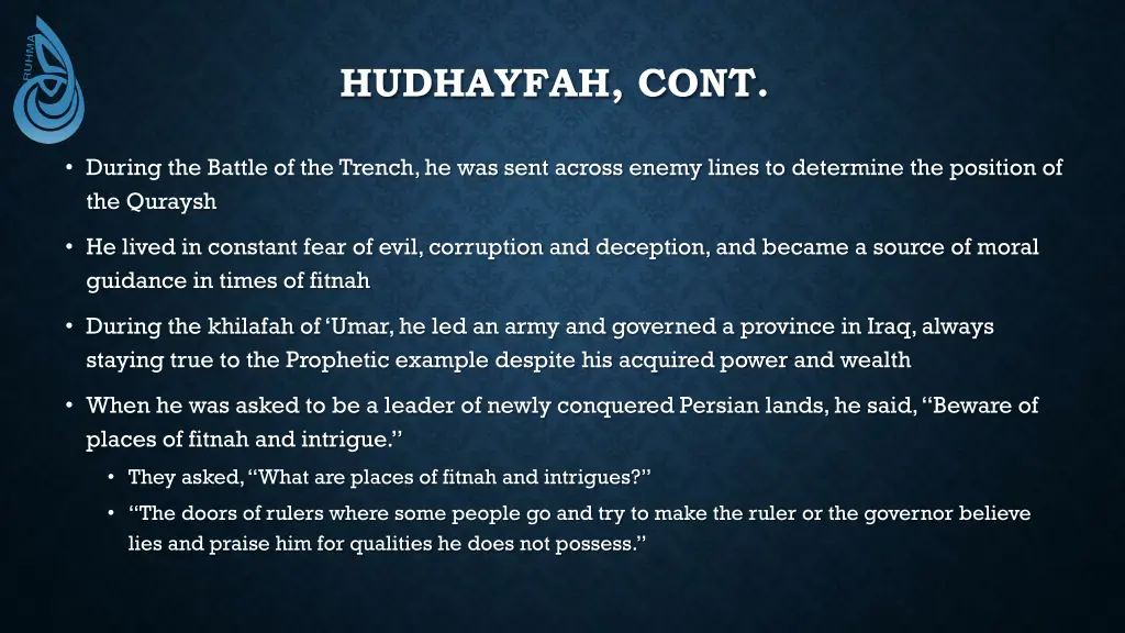 hudhayfah cont