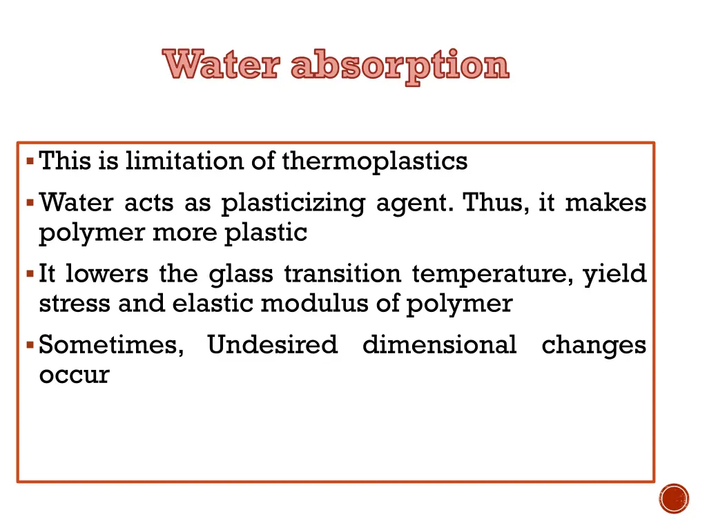 water absorption