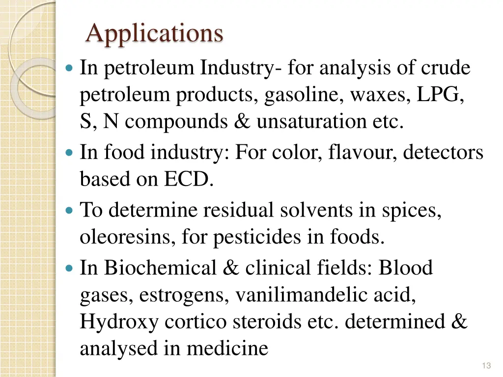 applications in petroleum industry for analysis