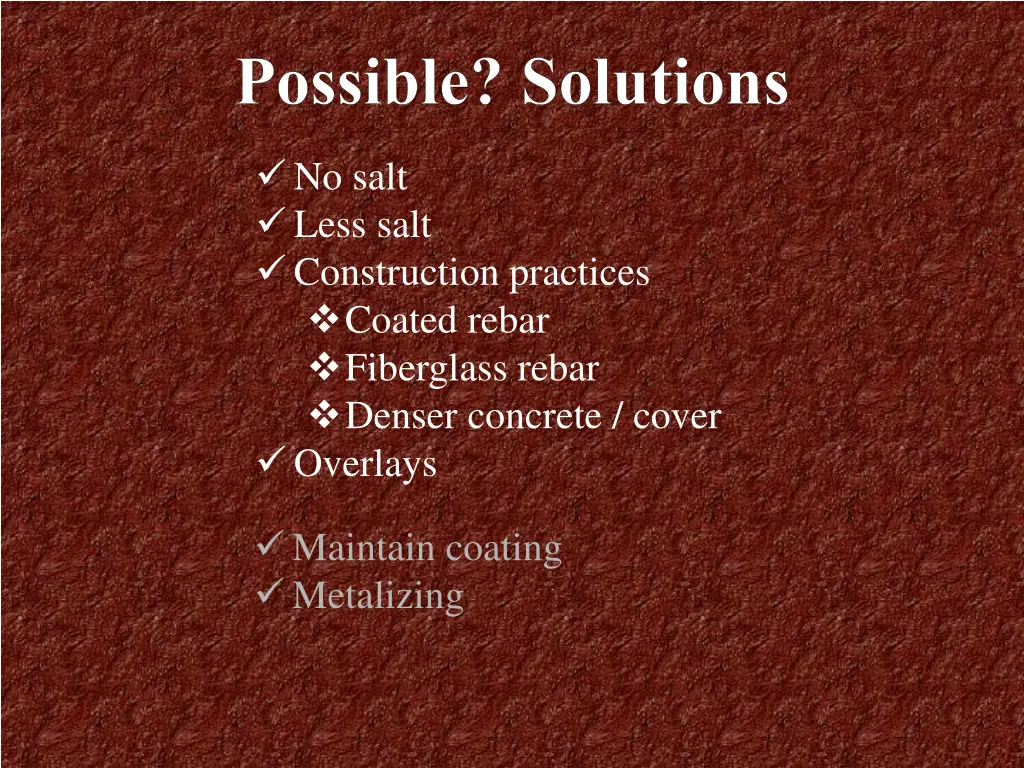 possible solutions