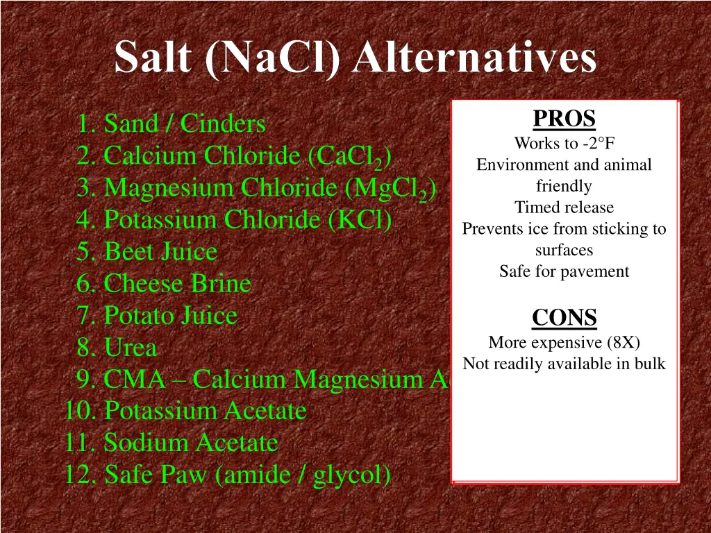 salt nacl alternatives