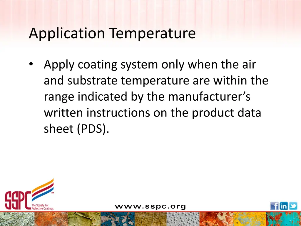 application temperature