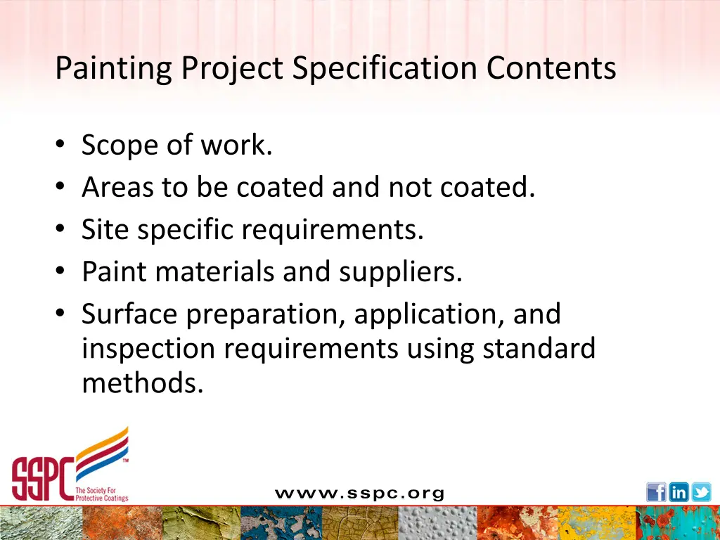 painting project specification contents