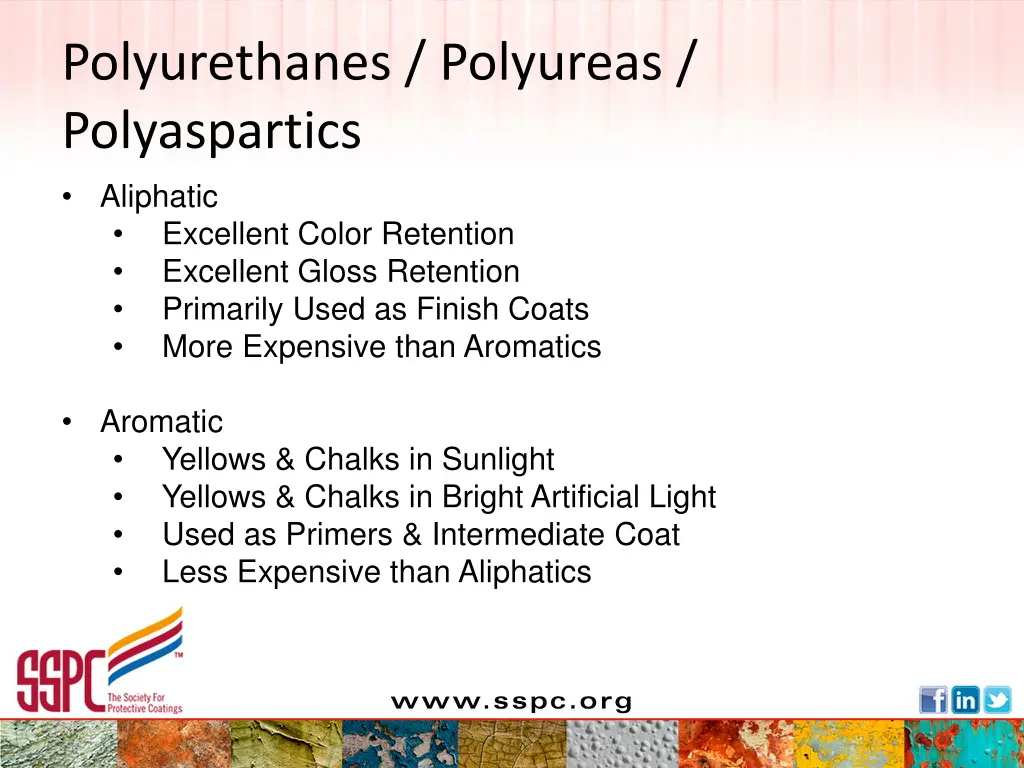 polyurethanes polyureas polyaspartics aliphatic