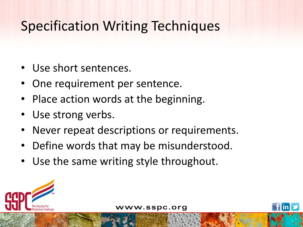 specification writing techniques