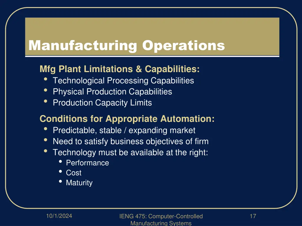 manufacturing operations 1