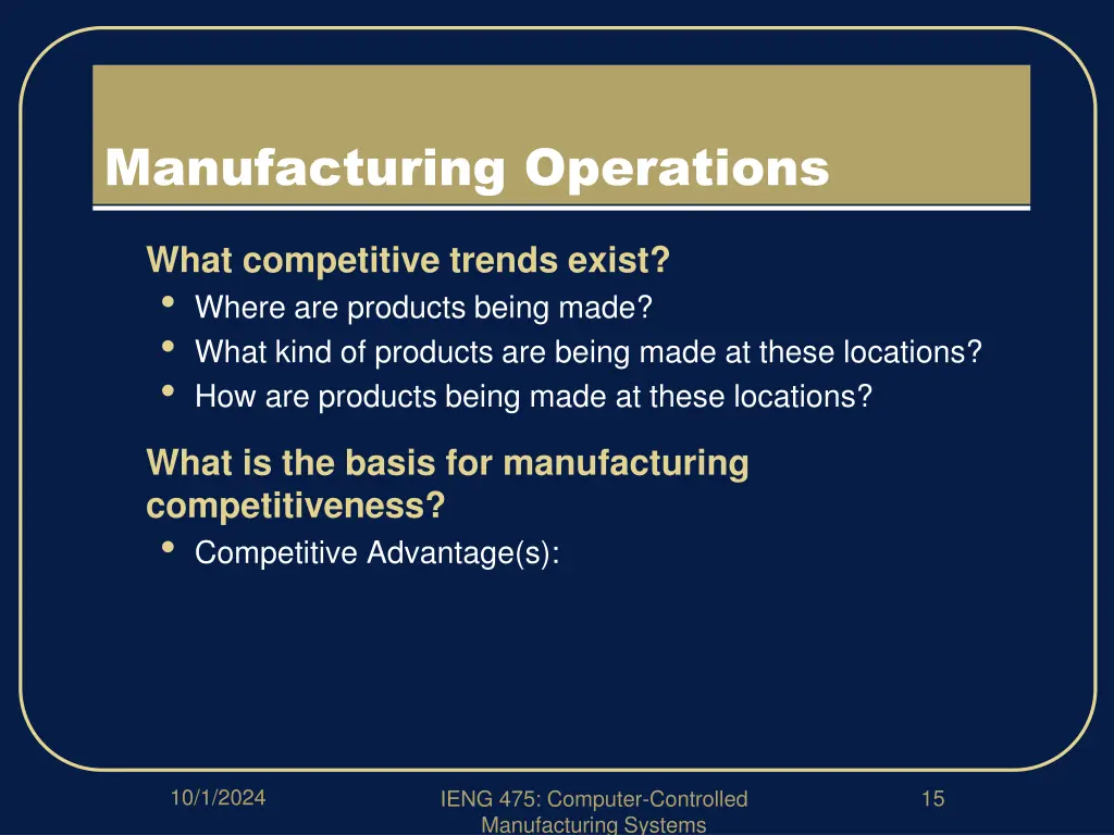 manufacturing operations