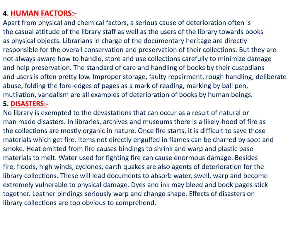 4 human factors apart from physical and chemical