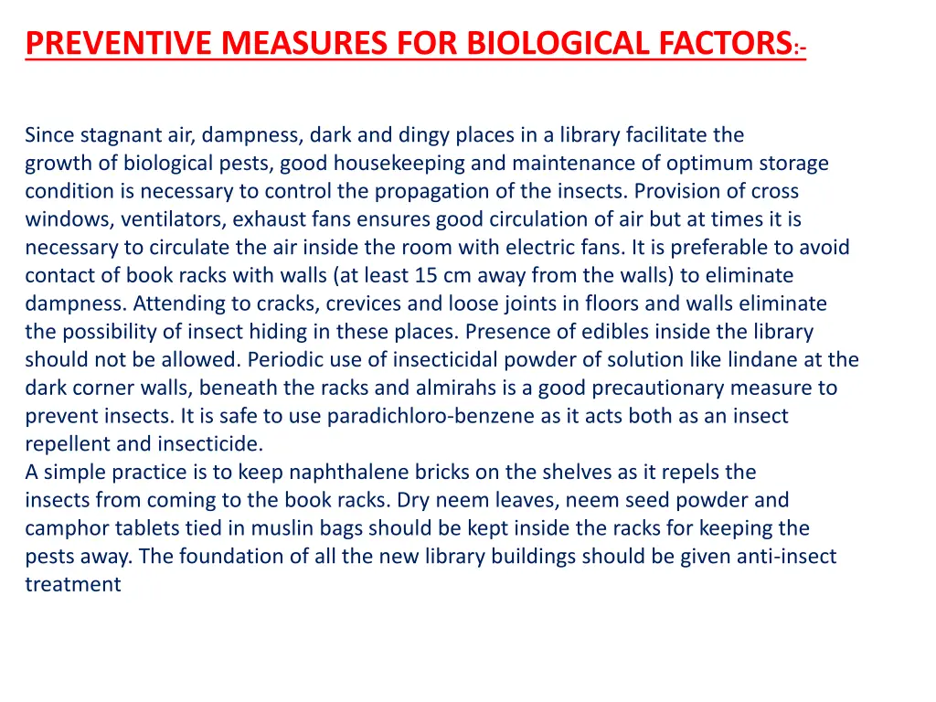 preventive measures for biological factors