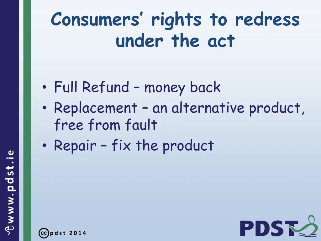 consumers rights to redress under the act