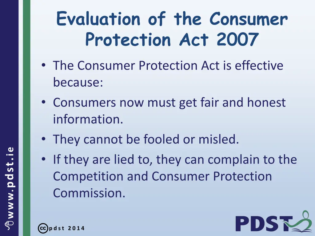 evaluation of the consumer protection act 2007