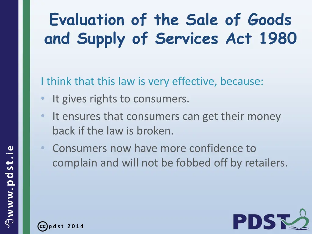 evaluation of the sale of goods and supply