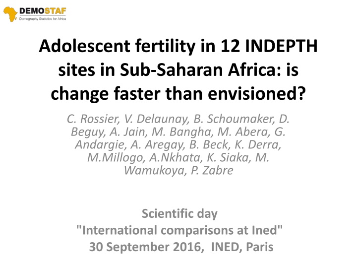 adolescent fertility in 12 indepth sites