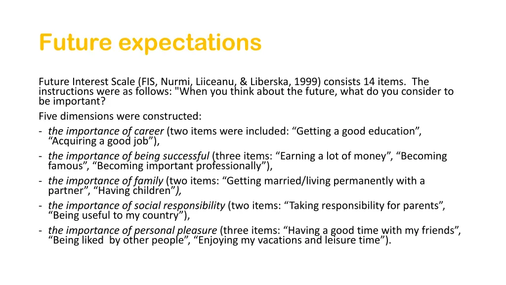 future expectations 1