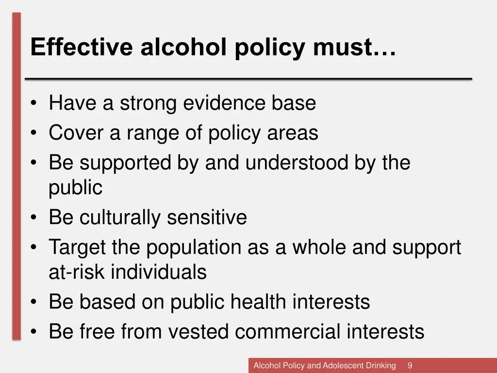 effective alcohol policy must