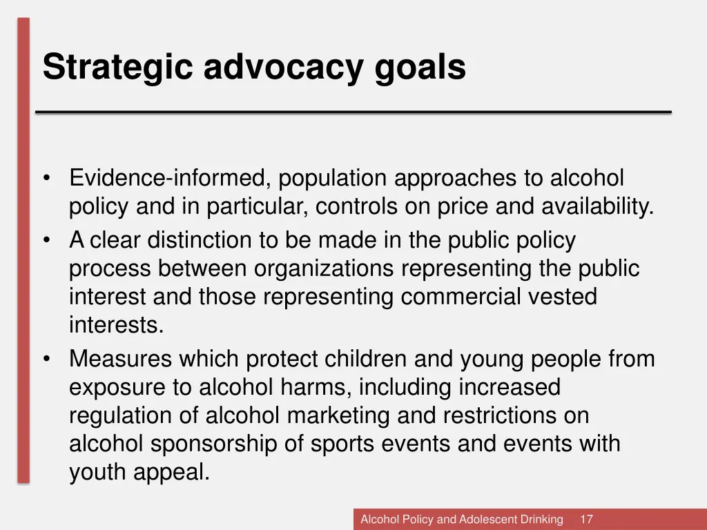 strategic advocacy goals