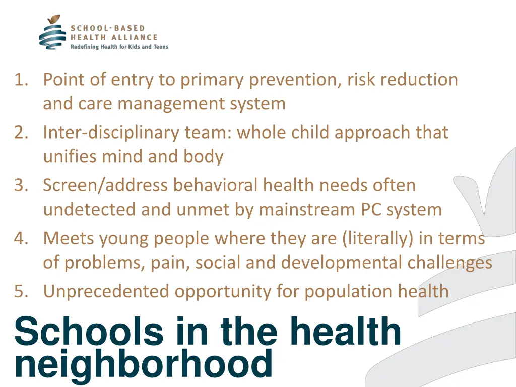 1 point of entry to primary prevention risk