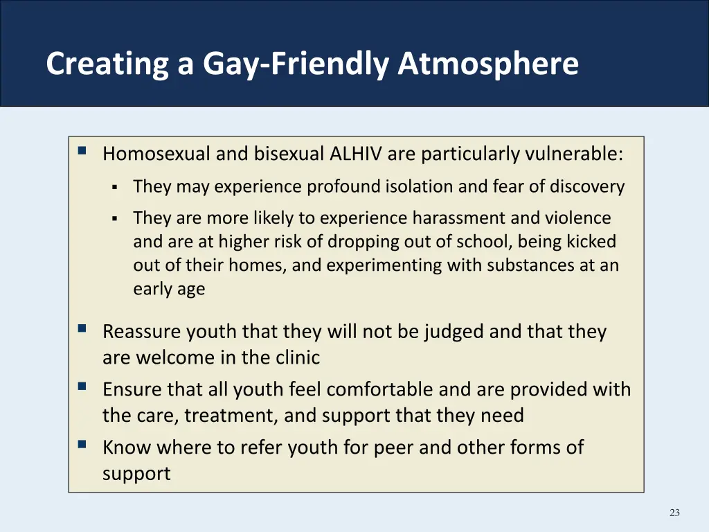 creating a gay friendly atmosphere