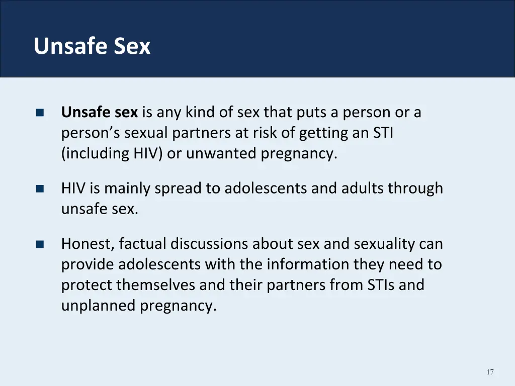 unsafe sex