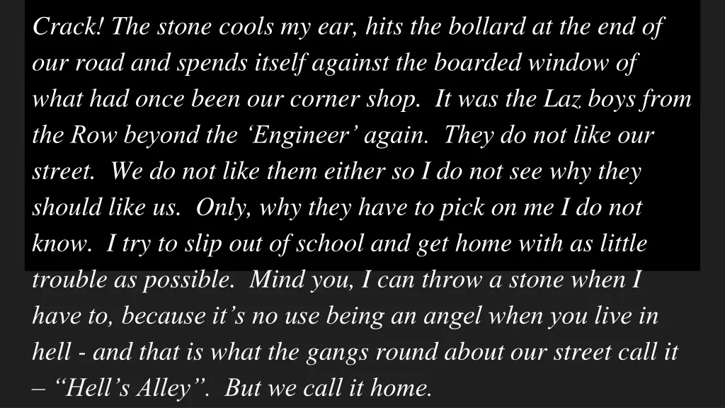 crack the stone cools my ear hits the bollard