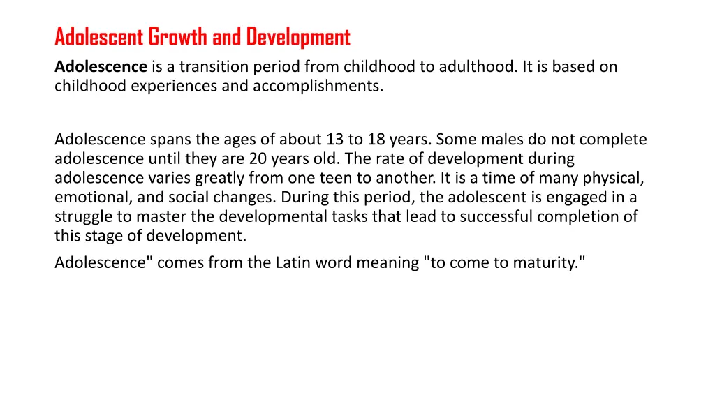 adolescent growth and development adolescence