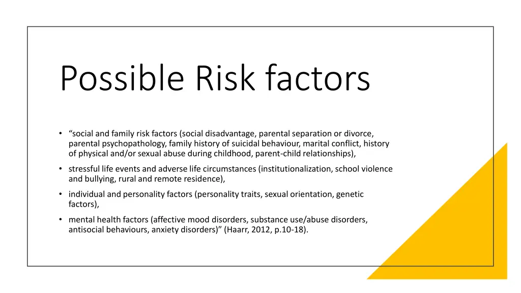 possible risk factors