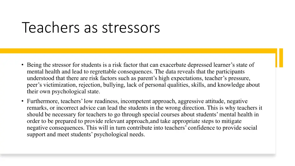 teachers as stressors