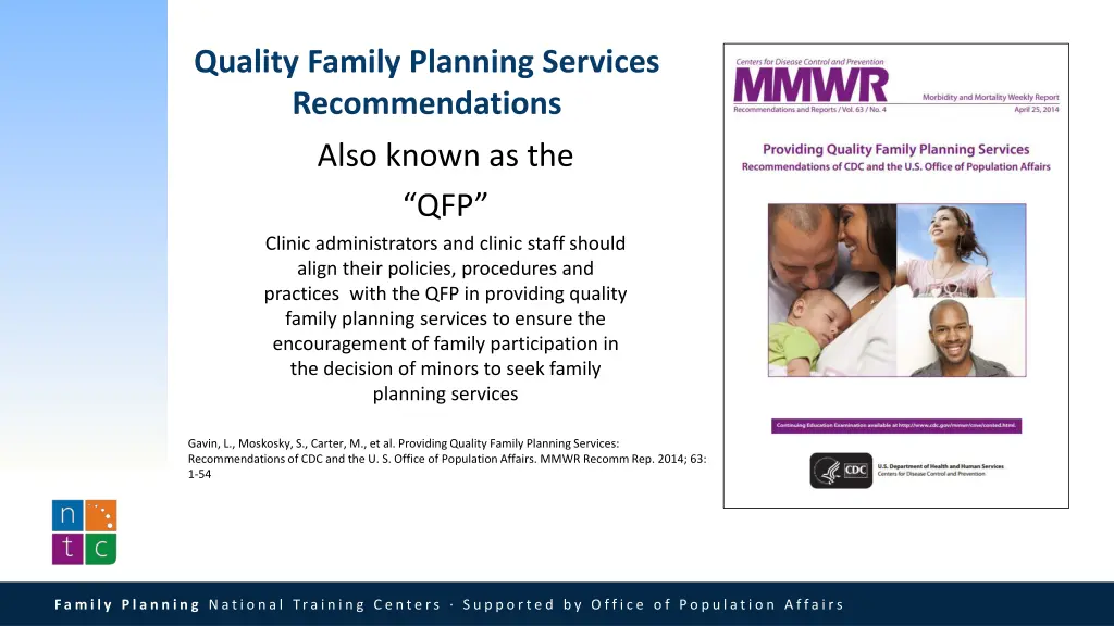 quality family planning services recommendations