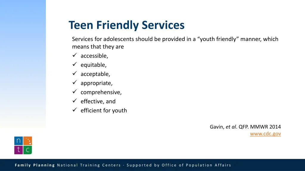 teen friendly services