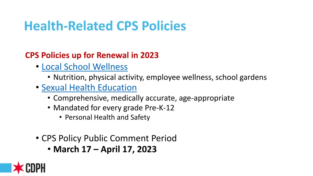 health related cps policies