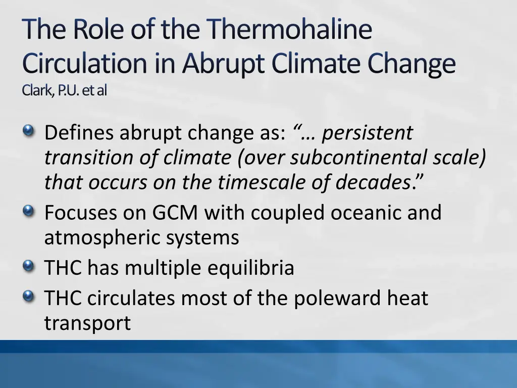 the role of the thermohaline circulation